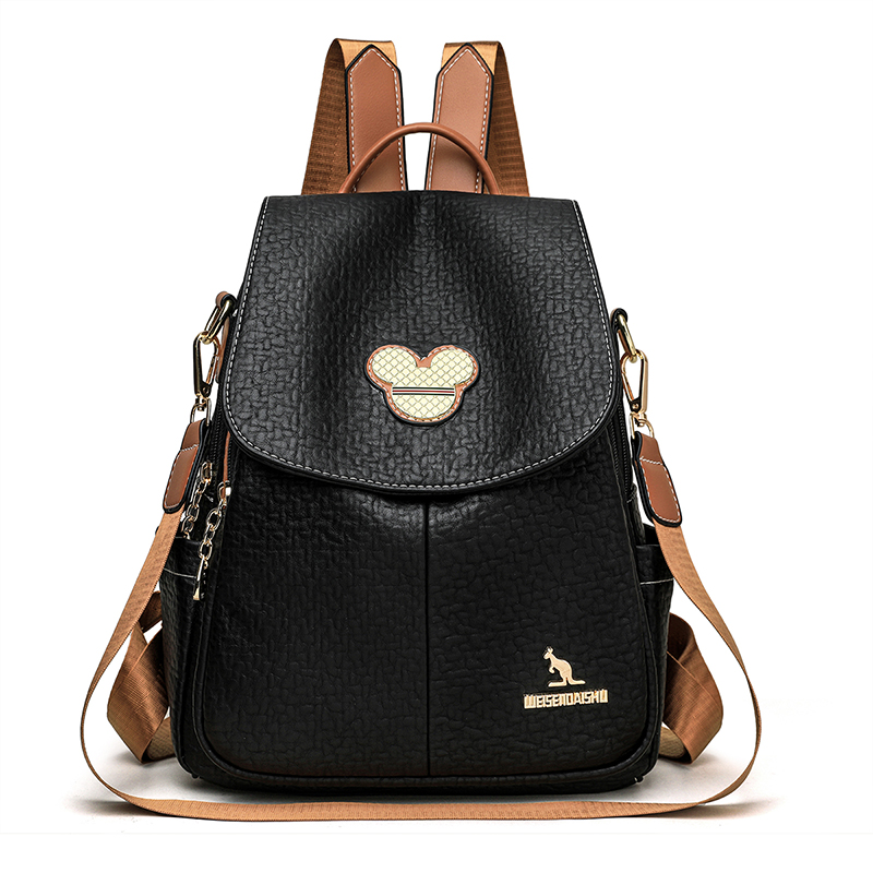 Luxury Bags With Zipper - 2024 高級旅行バックパックファッションスクールバッグ複数のポケットレザーブランドの女性のクラシックバックパック女の子 Mochilas Feminina