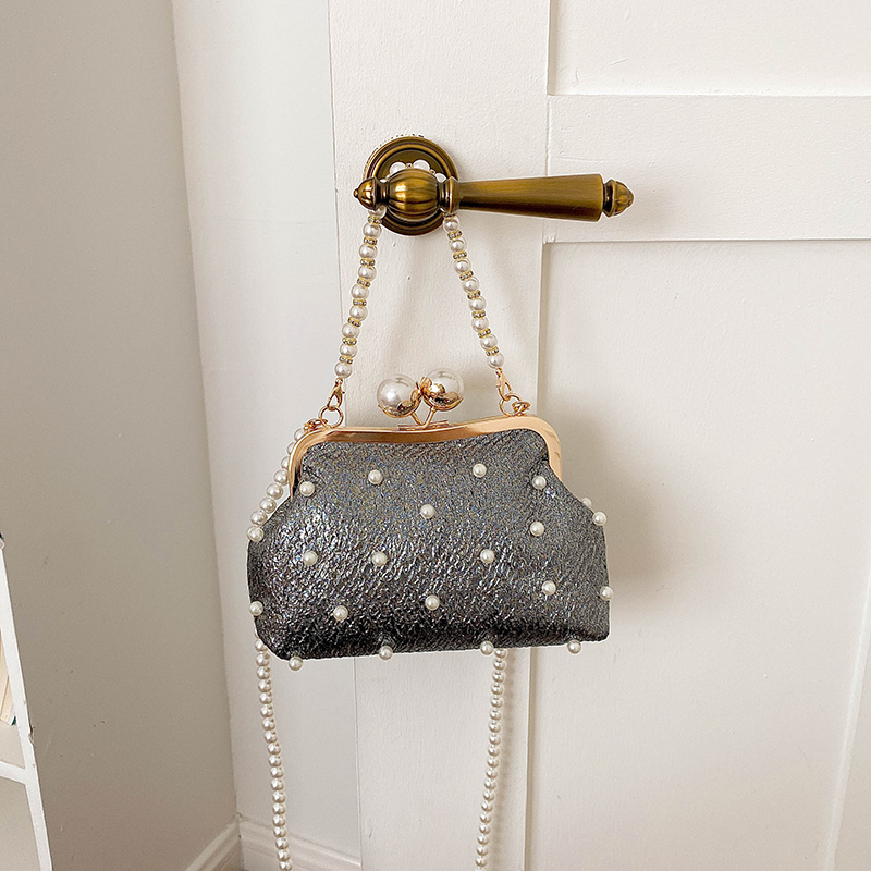 Luxury Bags That Are Affordable - グリッターパール装飾キスロックイブニングクラッチバッグ女性パールチェーンクロスボディ財布ウェディングパーティー手頃な価格の高級ハンドバッグ
