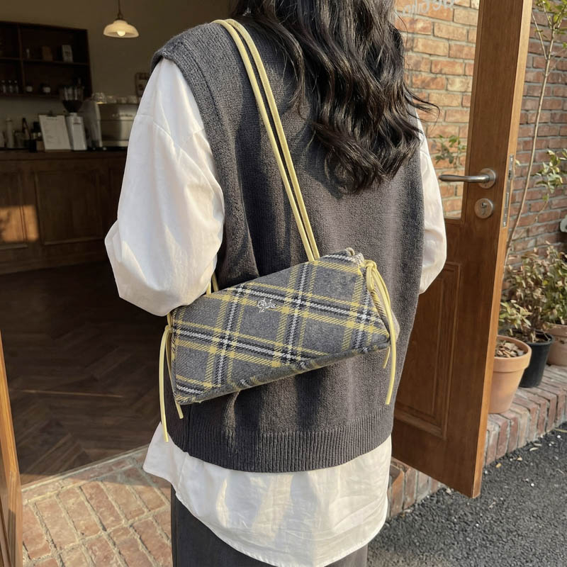 Luxury Bags That Are Affordable - ファッションマイクロファイバーストライプチェック柄ジッパーボウハンドバッグ 2026 高品質サッチェルバッグ手頃な価格の高級デザインセンスショルダーバッグ