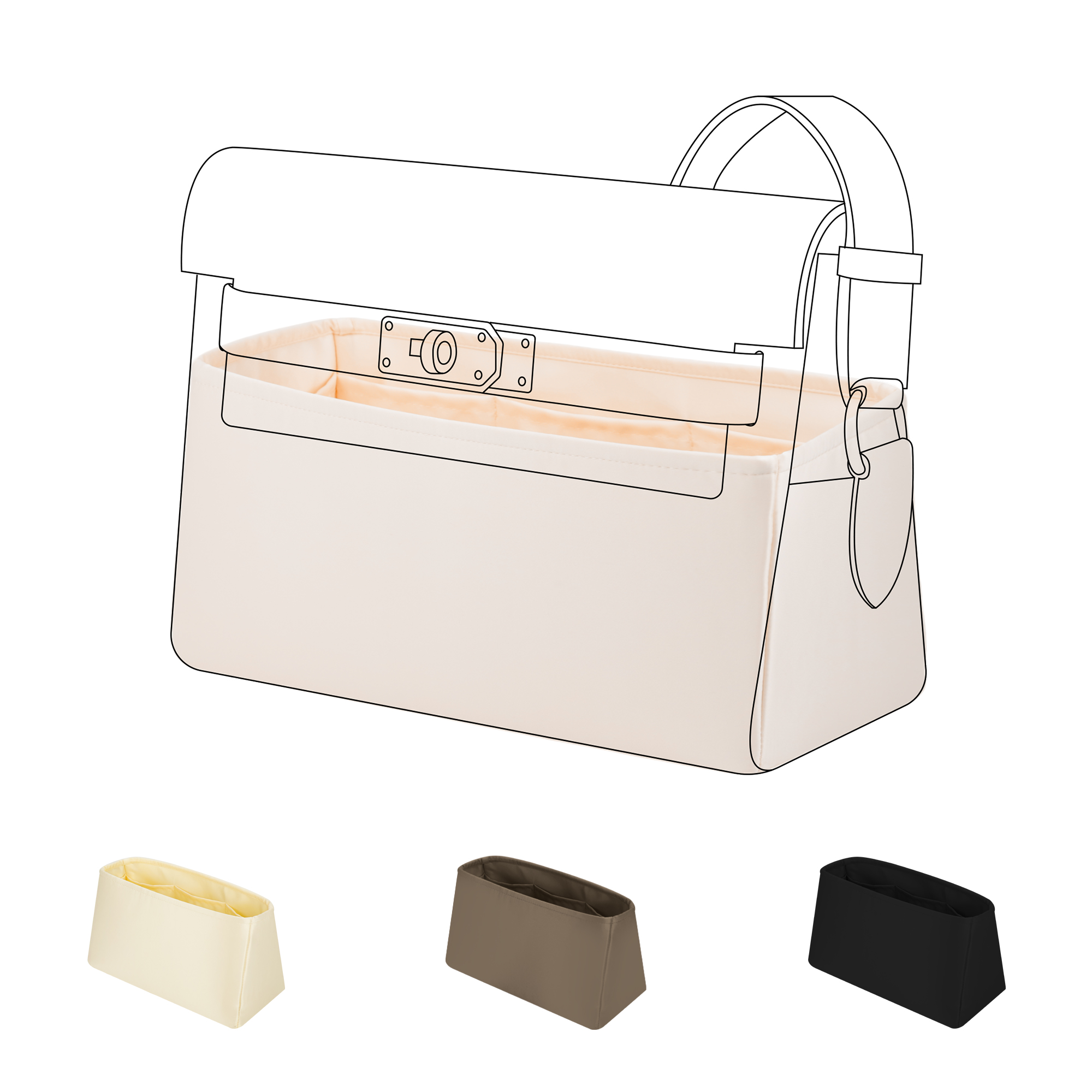 Luxury Bags Hermes - DGAZ シルク製財布オーガナイザーインサートはエルメス ケリー メッセンジャーバッグに適合、シルキーで滑らかなバッグオーガナイザー、高級ハンドバッグ＆トートシェイパー