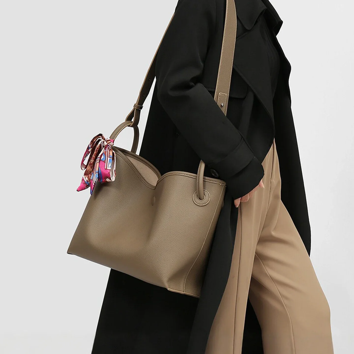 Luxury Bags With Zipper - ライトラグジュアリー ハイエンド レディース トートバッグ PUレザー ソリッドカラー