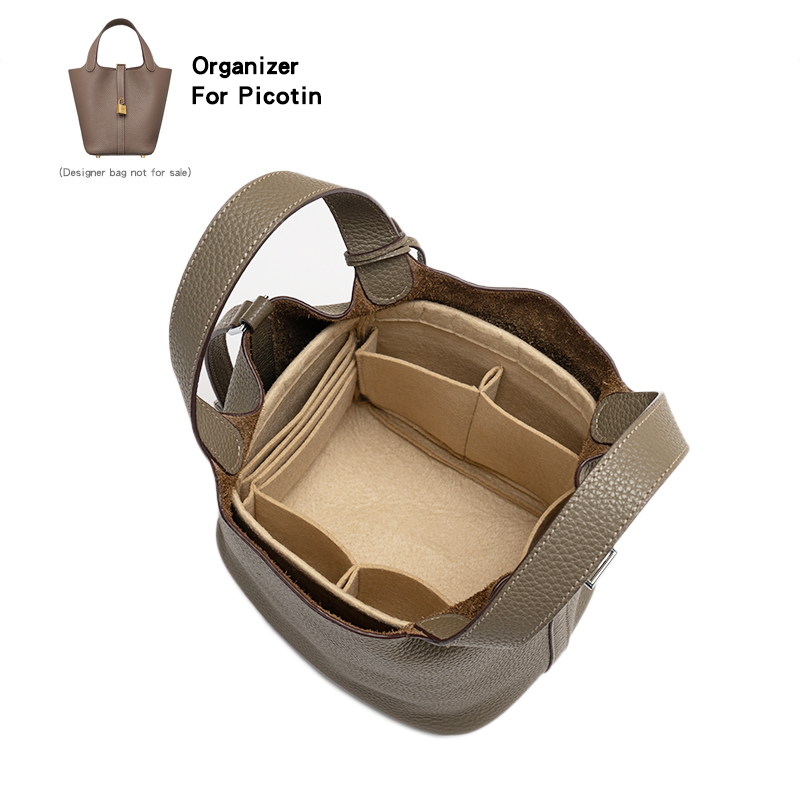 Luxury Bags Hermes - Hピコタン18 22 26挿入バッグとカードホルダー化粧バケット高級ハンドバッグライナー収納、レディース化粧品シェイパー