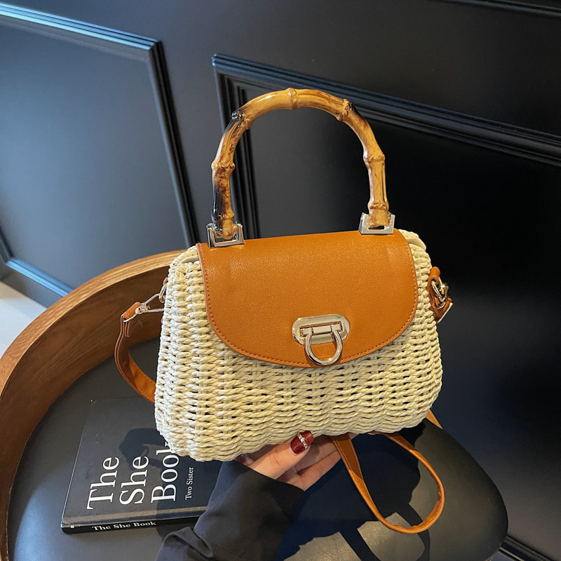Luxury Bags Trend 2025 - 2025年ニューファッション高級竹ハンドル手織りラタンハンドバッグ女性バケーションビーチボックスバッグトレンド織りストロークロスボディバッグ