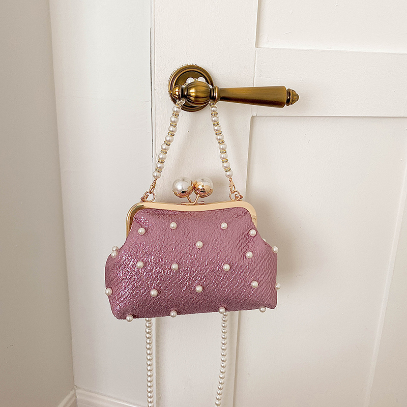 Luxury Bags That Are Affordable - グリッターパール装飾キスロックイブニングクラッチバッグ女性パールチェーンクロスボディ財布ウェディングパーティー手頃な価格の高級ハンドバッグ