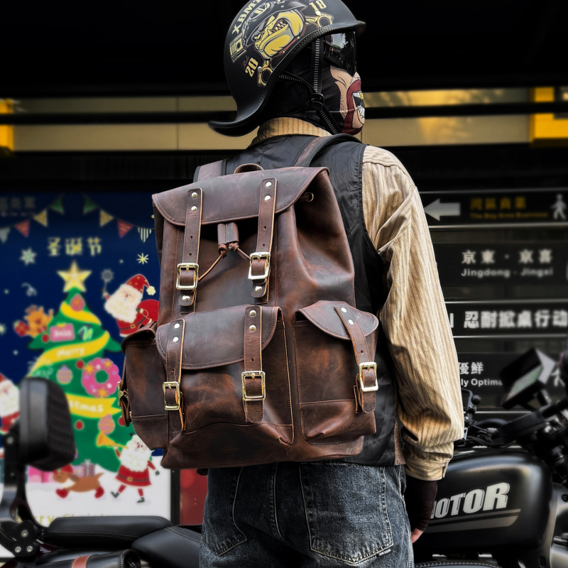 新着革バックパック高級男性本物の牛革トラベルバッグ男性ヴィン - Luxury Bags With Zipper のレビューと価格