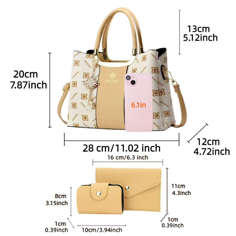 ライトラグジュアリー高級プリントハンドバッグ（女性用）、3ピ - Luxury Bags With Zipper のレビューと価格
