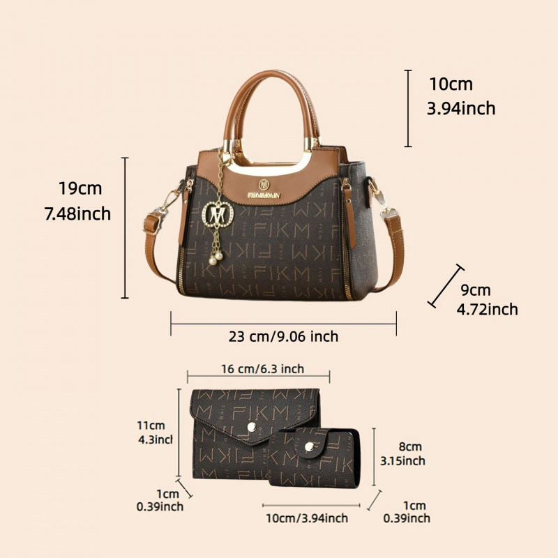 3点セットの高級感のあるプリントレターバッグ、プレミアムでお - Luxury Bags With Zipper のレビューと価格