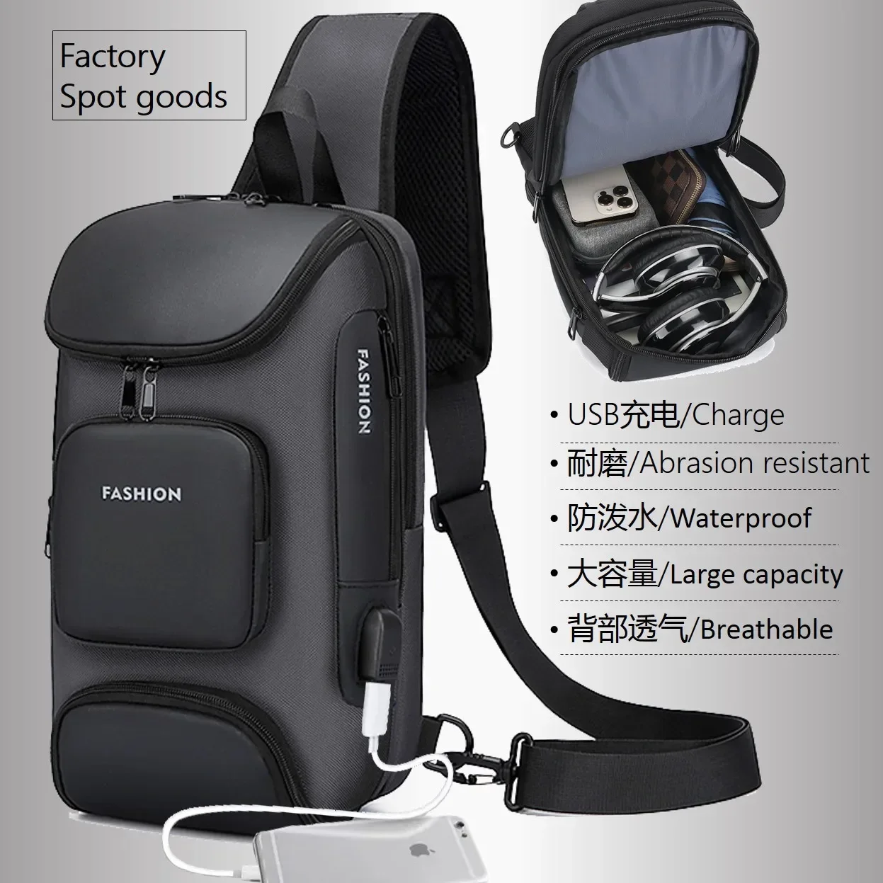 男性用クロスボディチェストバッグ,防水ショルダーバッグ,盗難 - Luxury Bags In China Wholesale のレビューと価格