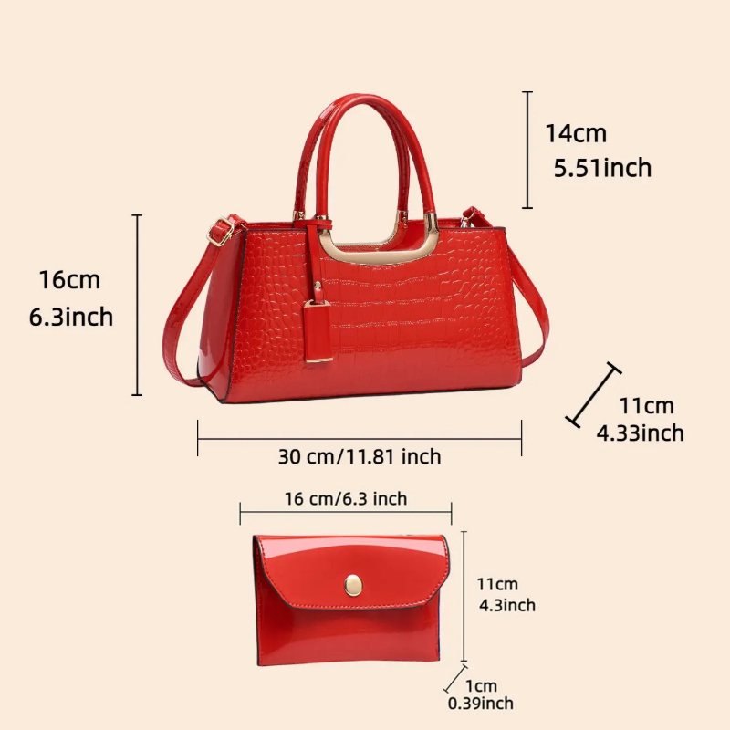 レディースハンドバッグセット、軽量高級PU素材クロスボディシ - Luxury Bags With Zipper のレビューと価格