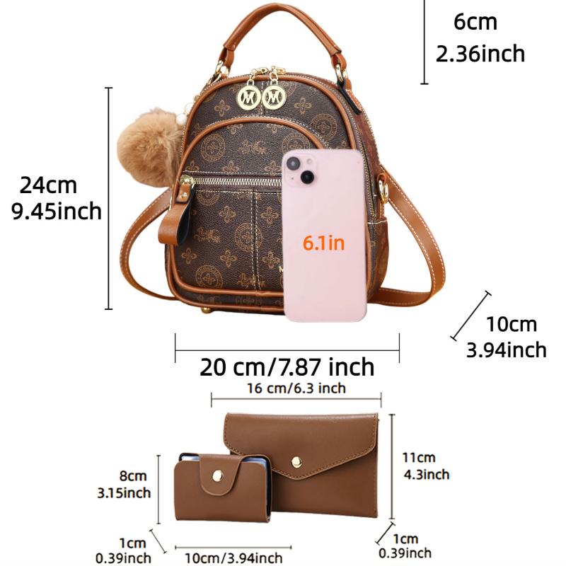 3点セット レディースバッグ、軽量高級プリントミニバックパッ - Luxury Bags With Zipper のレビューと価格