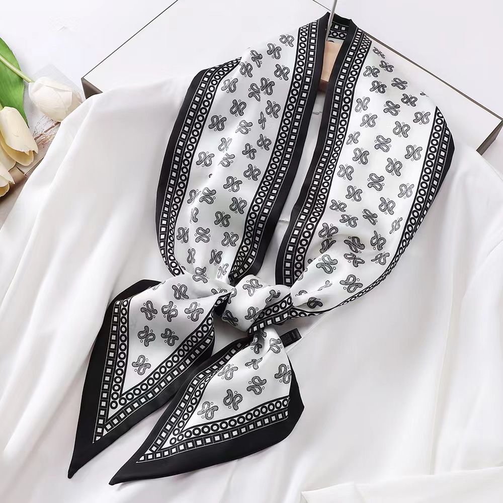 高級ゼブラプリントシルクスクエアスカーフ女性ソフトサテンハン - Luxury Bags Trending のレビューと価格