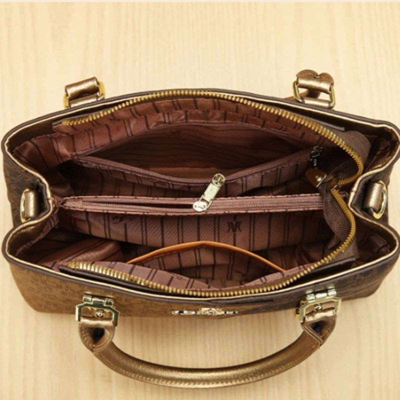 3点セットの女性用バッグ、高級プレミアムレザーのプリント入り - Luxury Bags With Zipper のレビューと価格