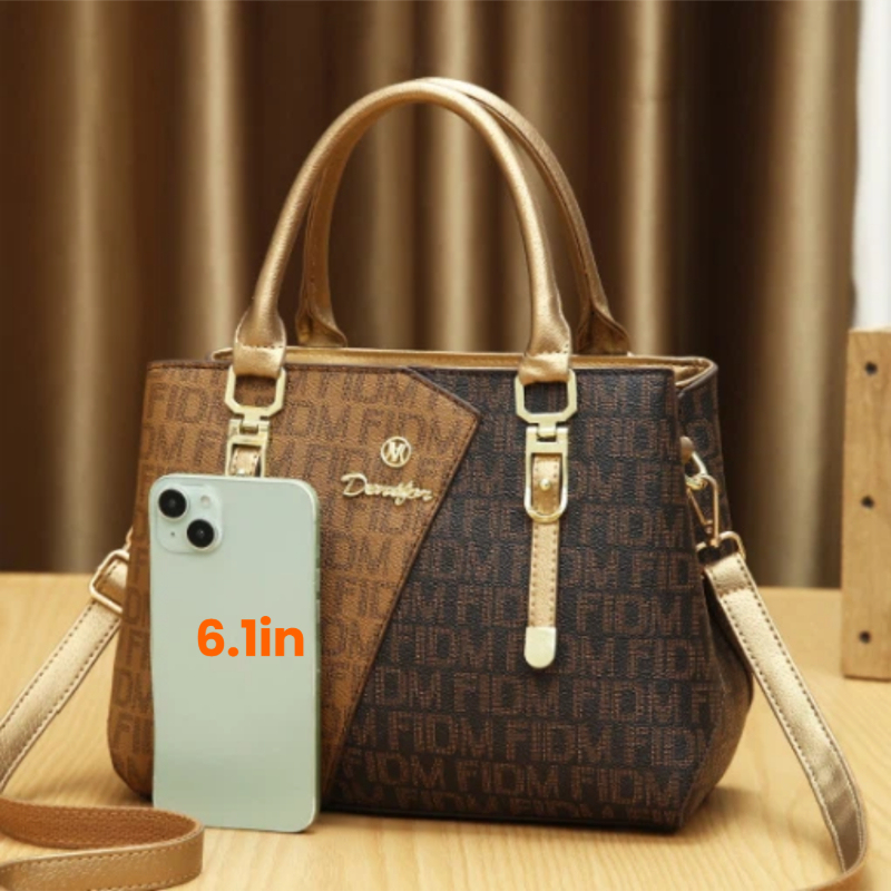 3点セットの女性用バッグ、高級プレミアムレザーのプリント入り - Luxury Bags With Zipper のレビューと価格