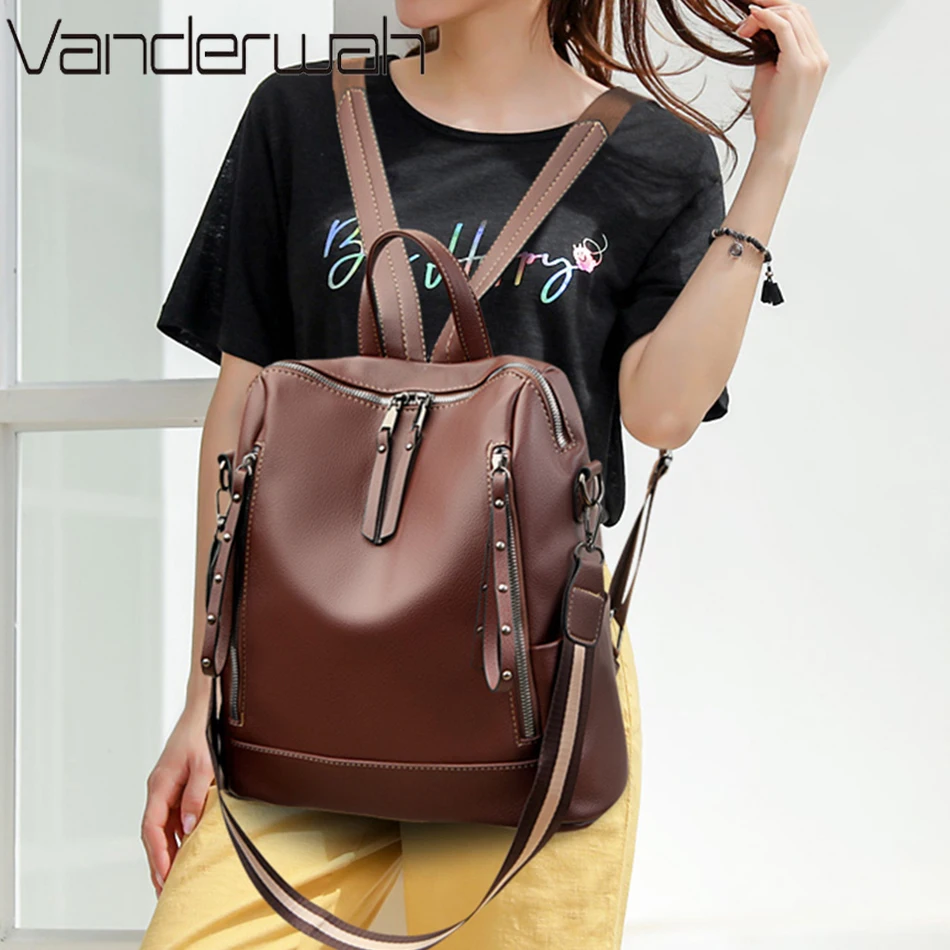 デラックスブランドのソフトレザーバックパック,防水,プレッピ - Luxury Bags With Zipper のレビューと価格