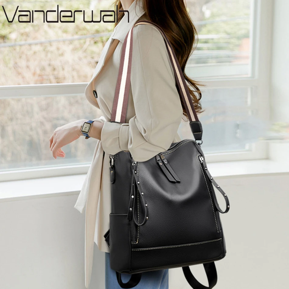 デラックスブランドのソフトレザーバックパック,防水,プレッピ - Luxury Bags With Zipper のレビューと価格