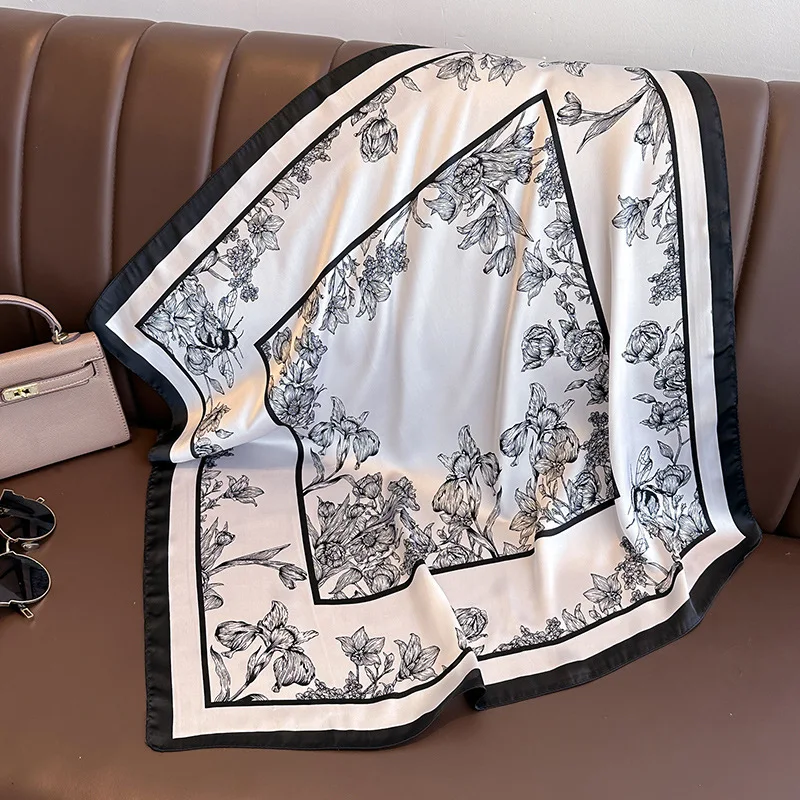 女性用フローラルプリントスクエアスカーフ,サテン,ヘッドバン - Luxury Bags Trending のレビューと価格