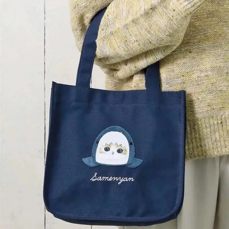 日本のモフサンド風のかわいいサメ猫の漫画柄手作りキャンバスシ - Shoulder Bag Slouchy のレビューと価格