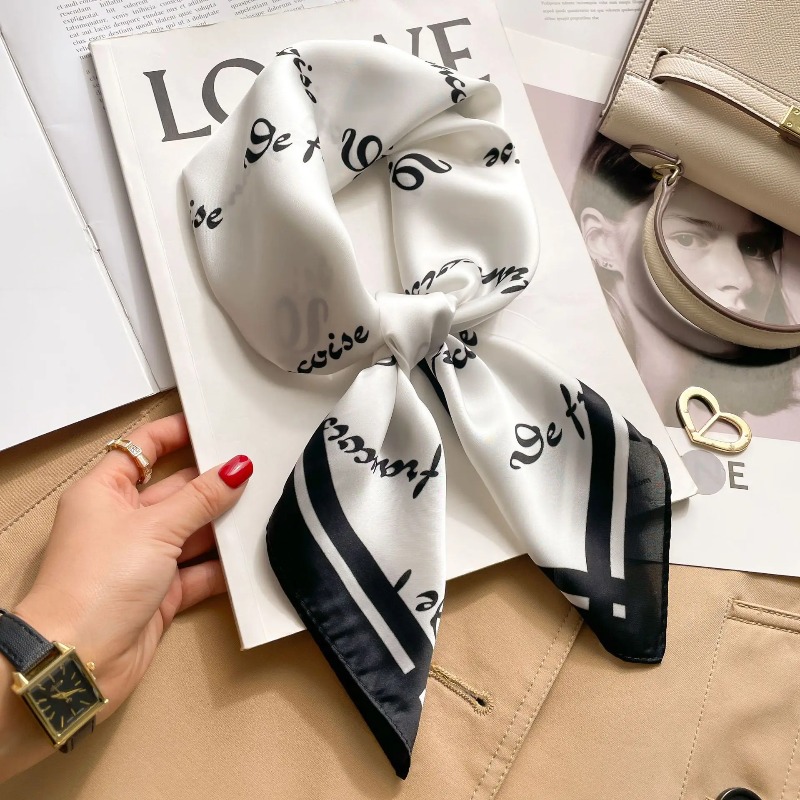 女性の高級シルクサテンスクエアスカーフエレガントな花柄ハンカ - Luxury Bags Trending のレビューと価格