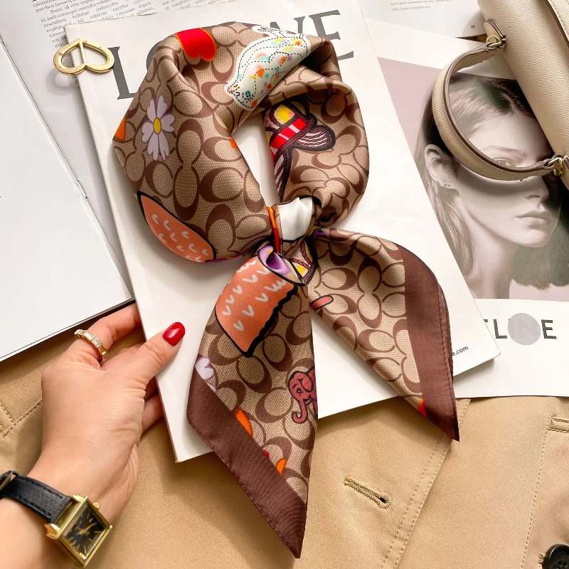 女性の高級シルクサテンスクエアスカーフエレガントな花柄ハンカ - Luxury Bags Trending のレビューと価格