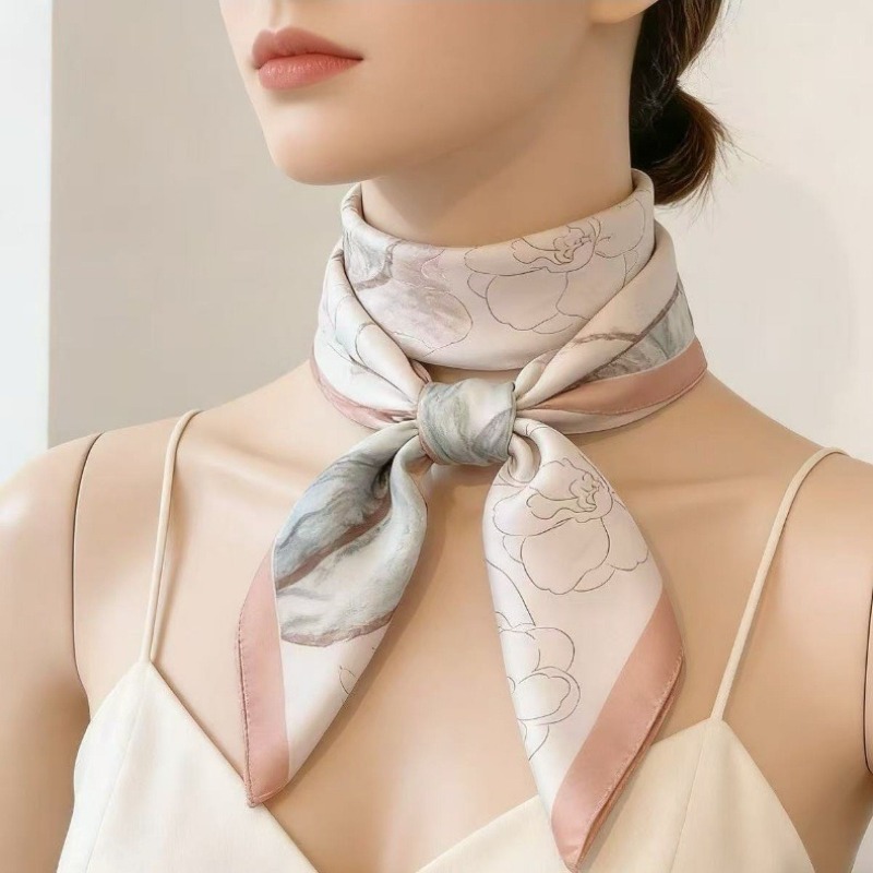 女性の高級シルクサテンスクエアスカーフエレガントな花柄ハンカ - Luxury Bags Trending のレビューと価格